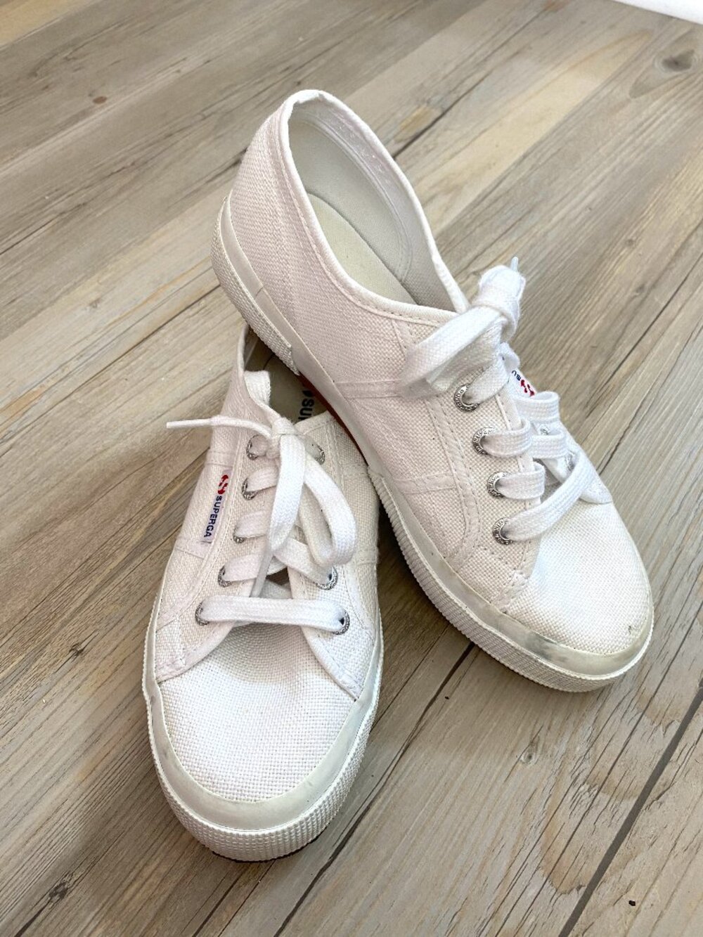 Superga White Lace-Up Sneakers - Size 37